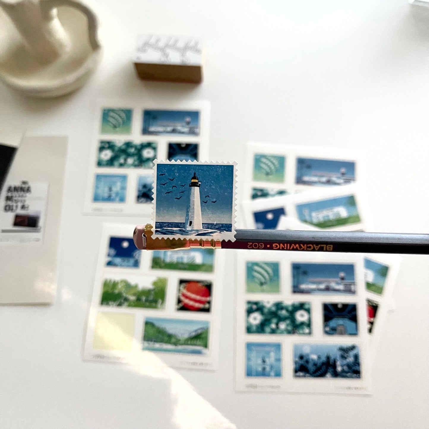 Rakui Hana Print Postal Stamp Sticker Set / 02