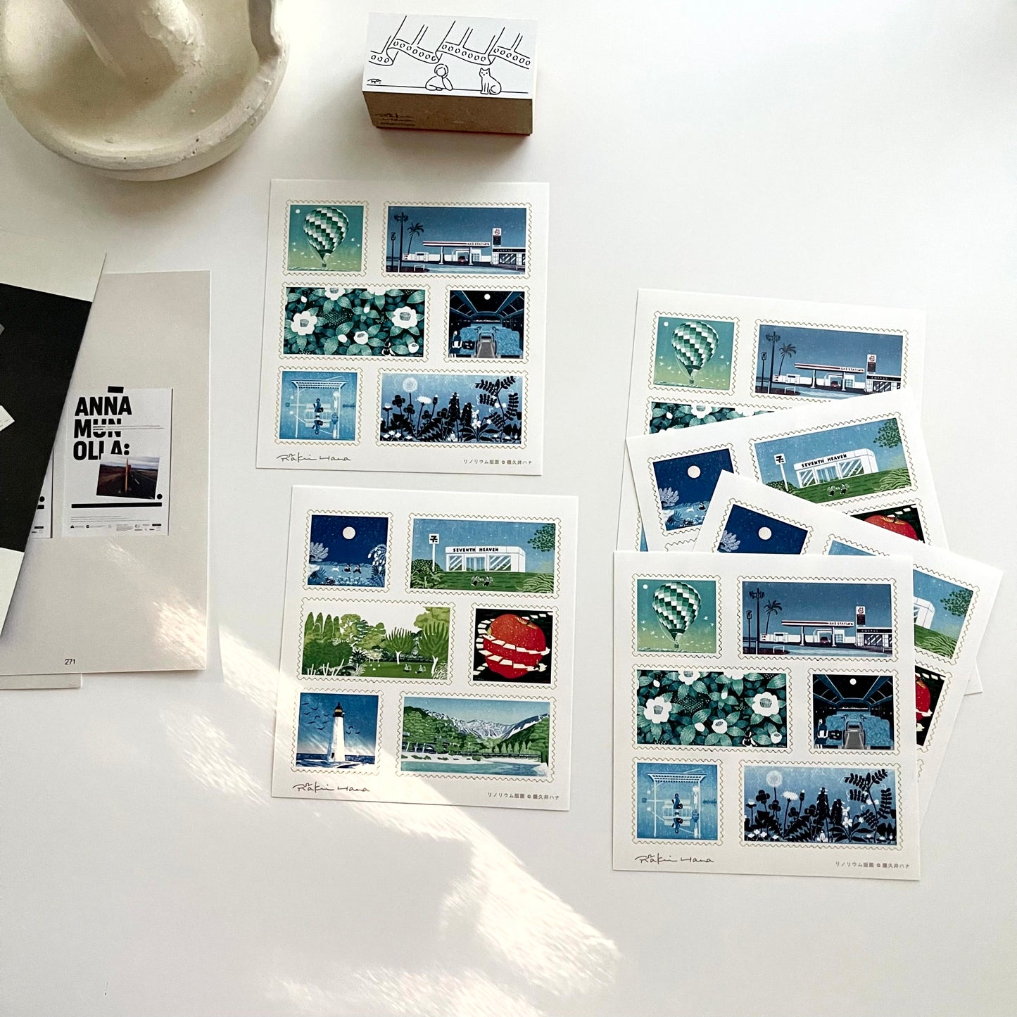 Rakui Hana Print Postal Stamp Sticker Set / 02