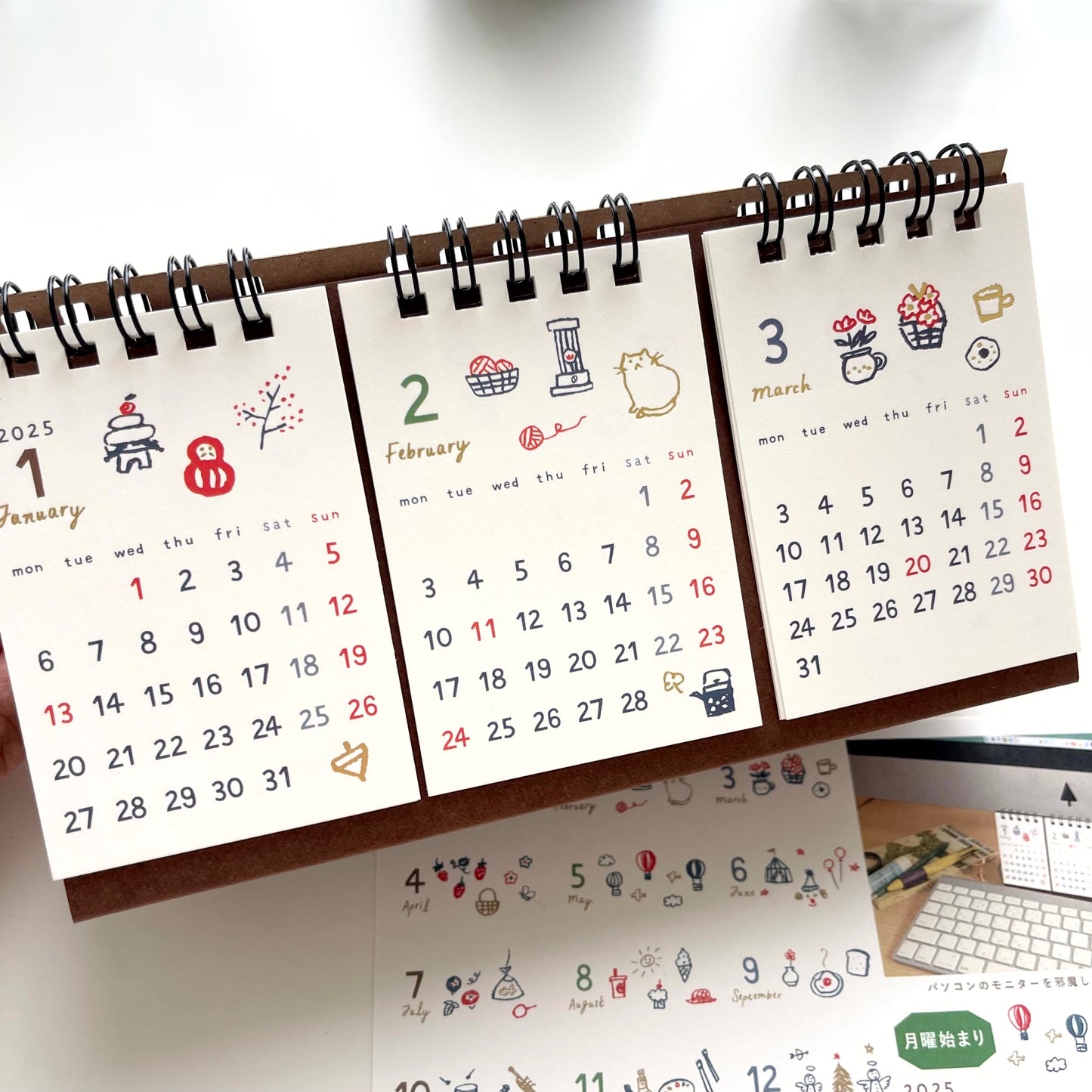 2025 Three-Month Desk Ring Calendar