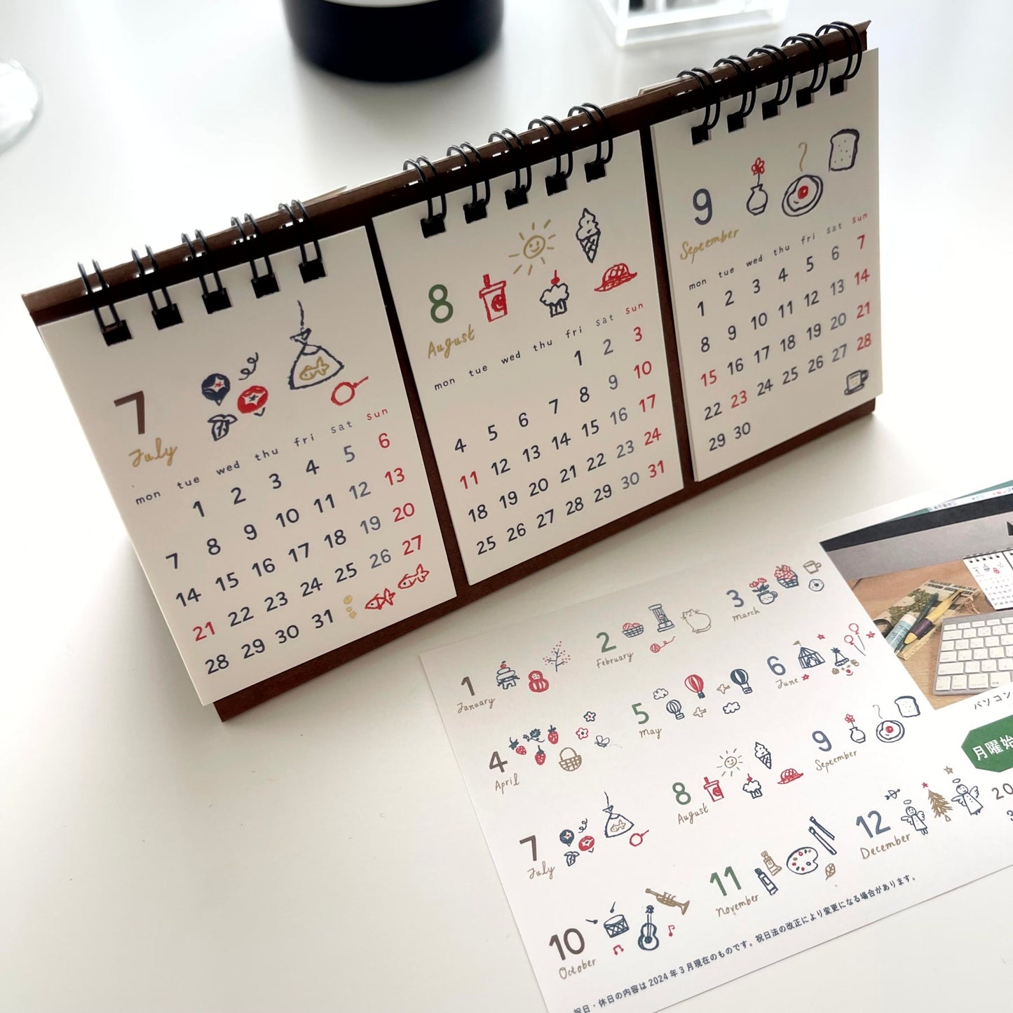 2025 Three-Month Desk Ring Calendar