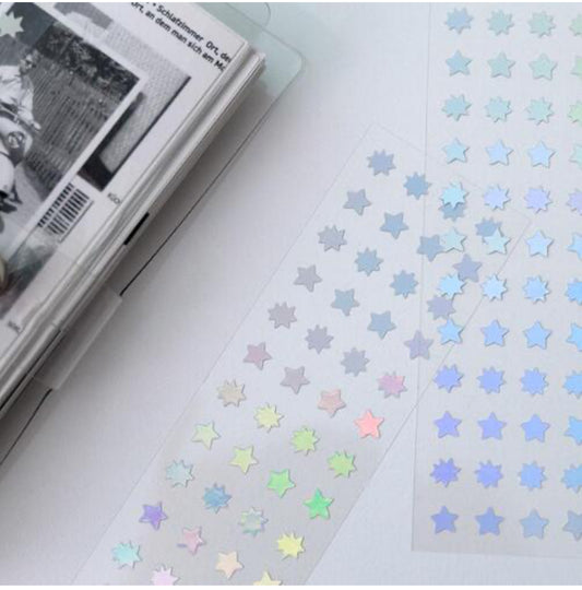 202hosil Mini Silver Hologram Star Sticker Set