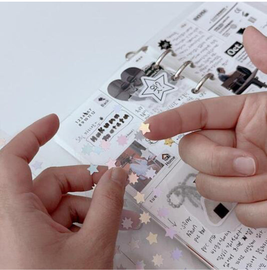 202hosil Mini Silver Hologram Star Sticker Set