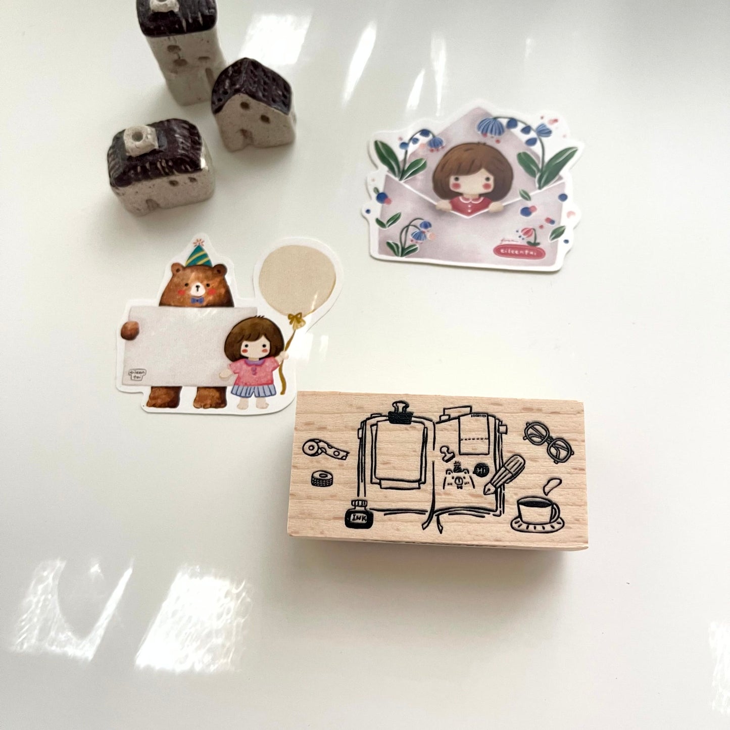 EileenTai.85 Bear Journal Rubber Stamp