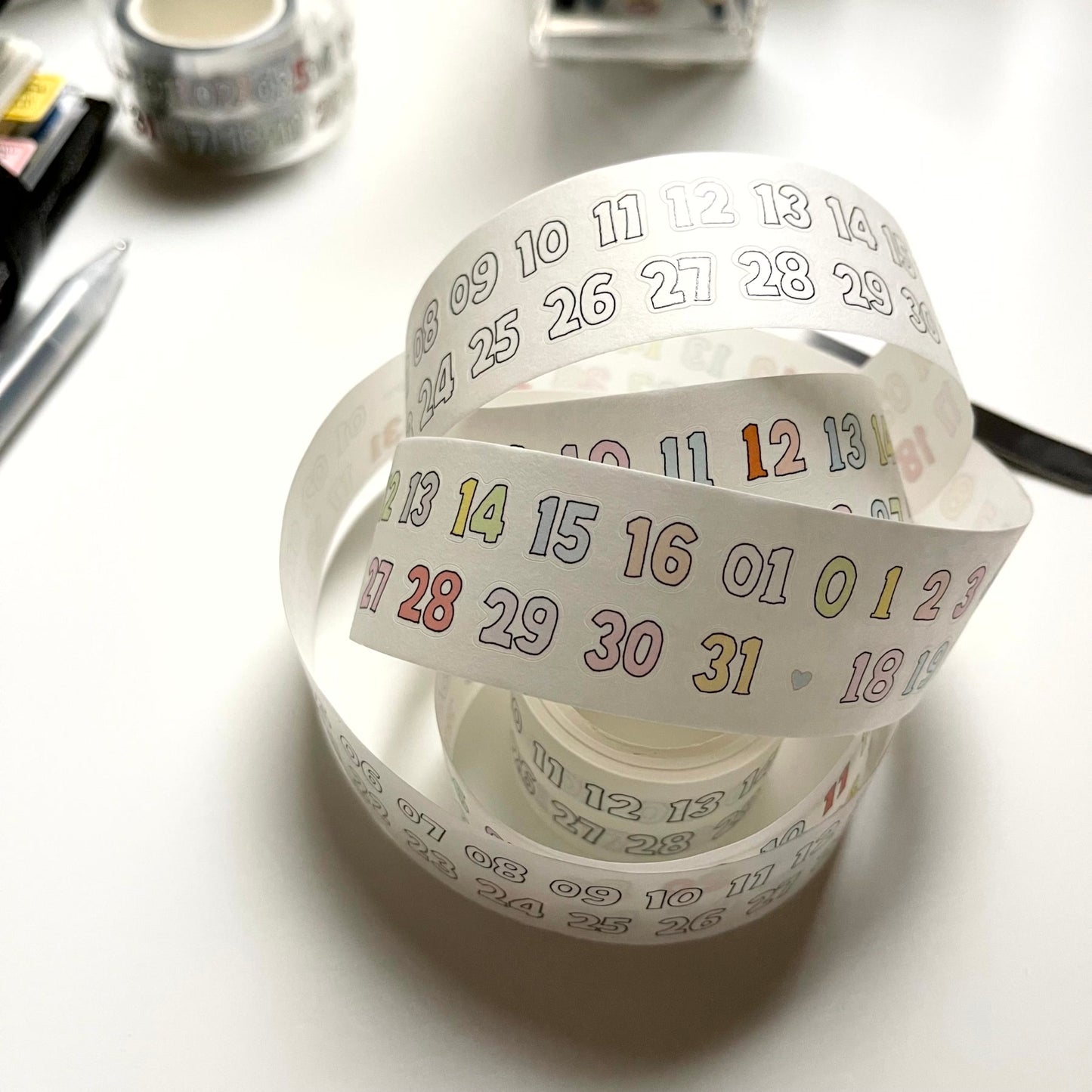 Kiss-cut Number Sticker Roll / Washi Paper