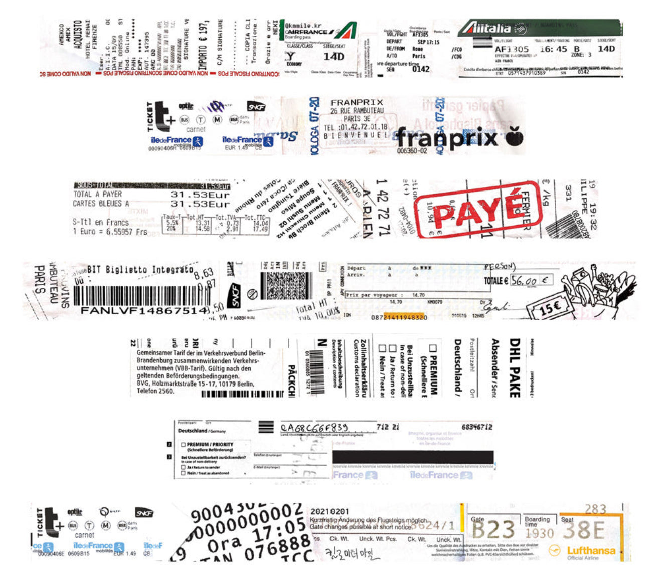 Kmmile Receipts and Tickets Layered Together Masking Tape / Original ver.