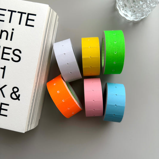 Matte Neon Label Sticker Roll / 6 Colors