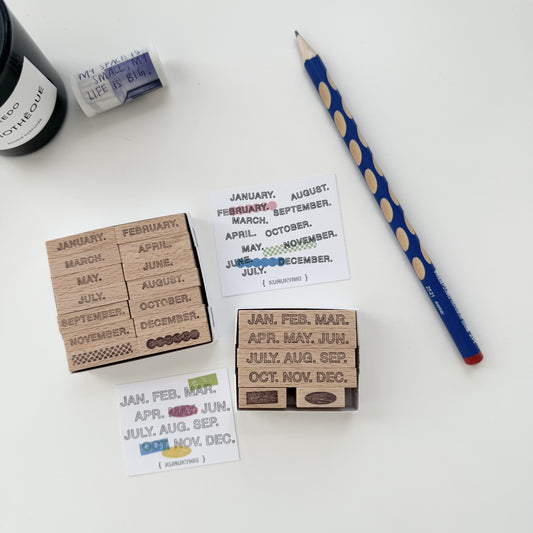 Kurukynki Monthly Rubber Stamp Set / 2 Sizes