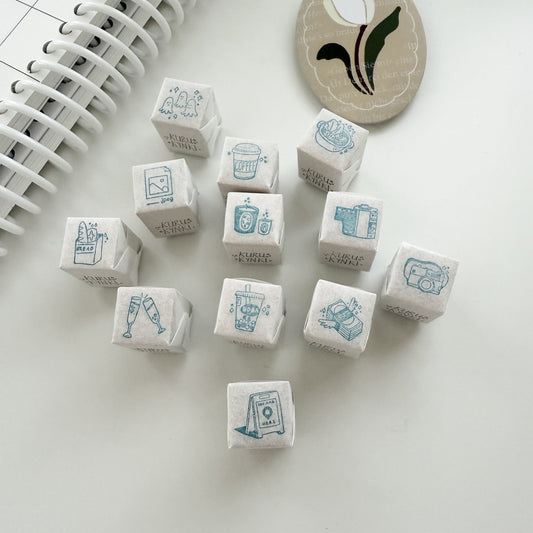 Kurukynki Day-To-Day Mini Rubber Stamps / 12 Designs