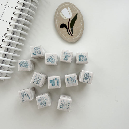 Kurukynki Day-To-Day Mini Rubber Stamps / 12 Designs