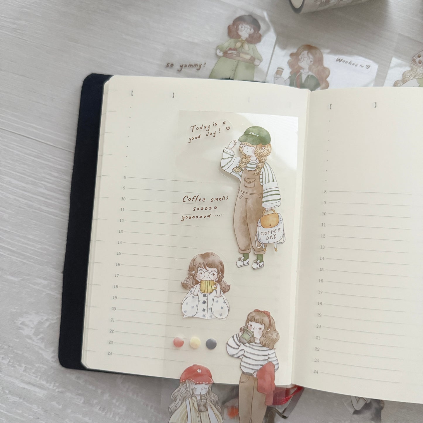 Sho Littlehappiness Let's go Café Hopping Kiss-cut Sticker Roll