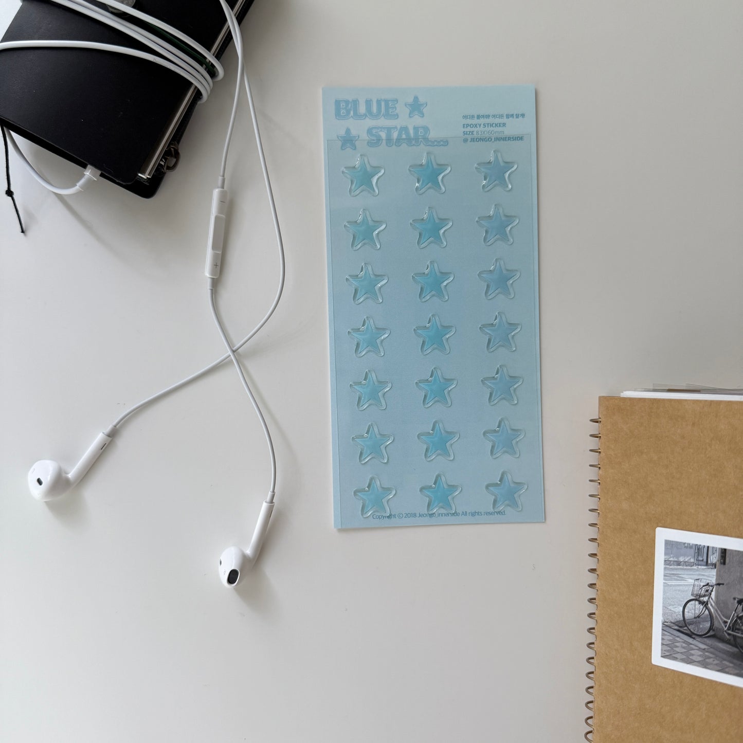 Jeongo Innerside Twinkle Blue Star Epoxy Sticker Sheet