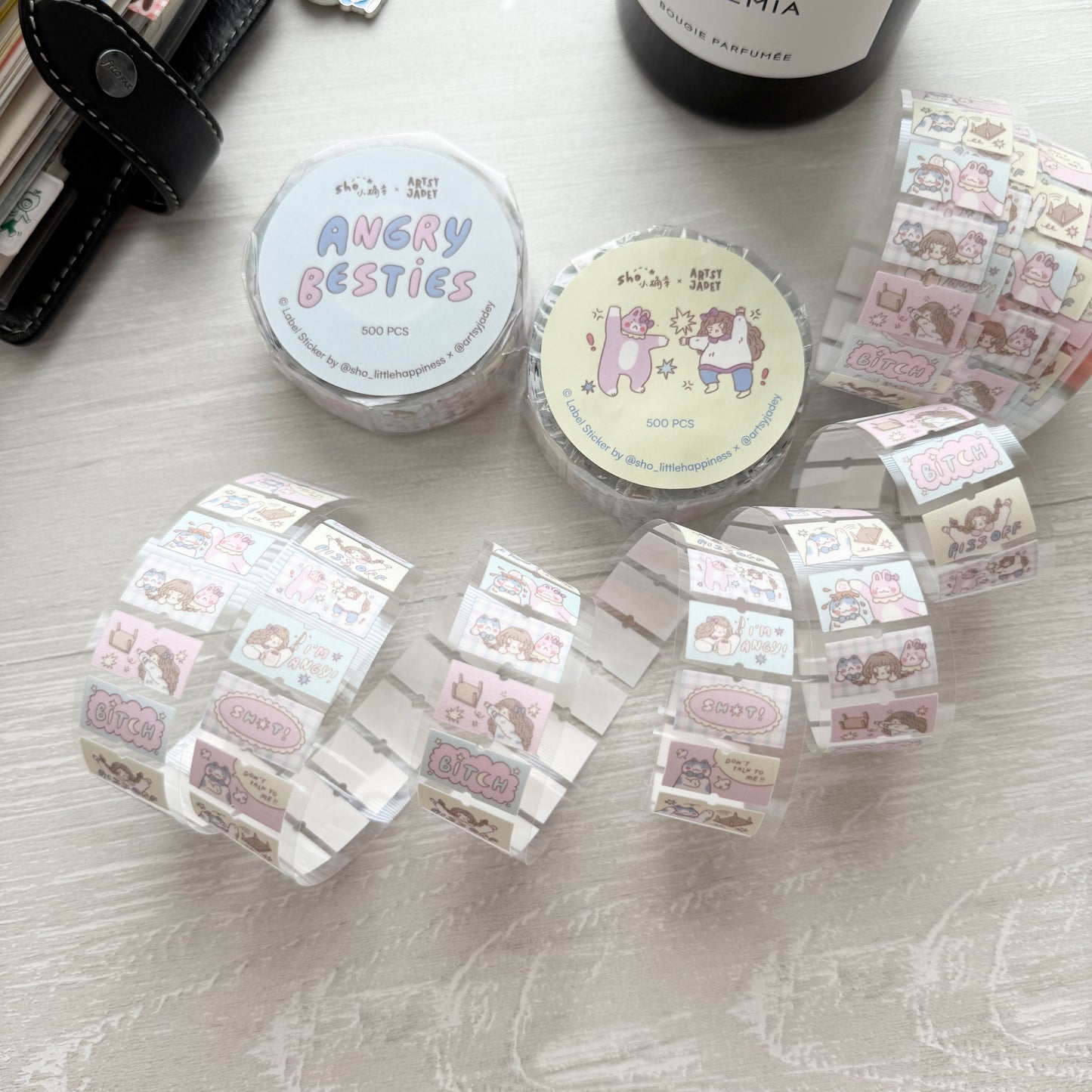 Sho Littlehappiness Angry Besties Shimmery Label Sticker Roll