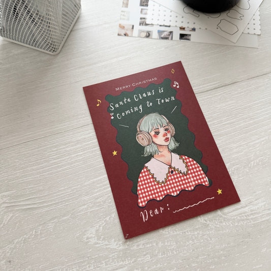 La Dolce Vita Music Girl Christmas Postcard