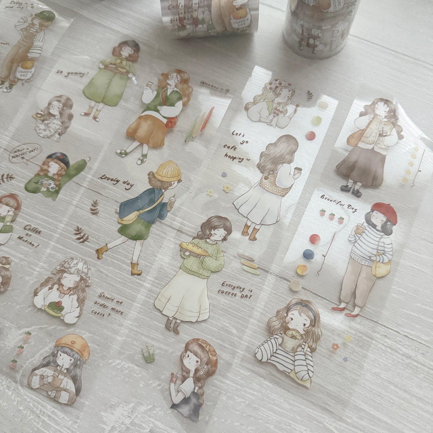 Sho Littlehappiness Let's go Café Hopping Kiss-cut Sticker Roll