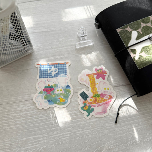 Cozyca Itoi yuki Die-cut Sticker / Ramen & Onsen