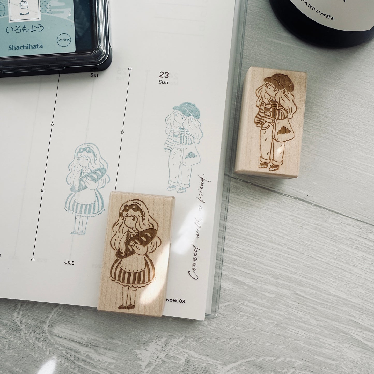 Sho Littlehappiness Bread Girl Rubber Stamp / 2 Designs