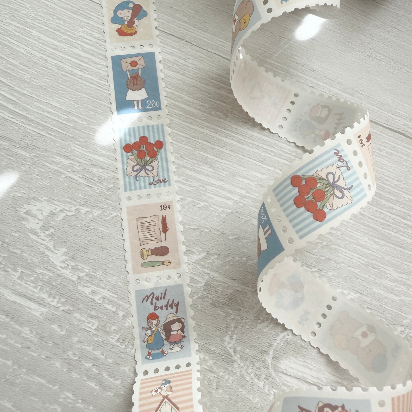 Sho Littlehappiness Mail Buddy Postal Stamp Washi Sticker Roll