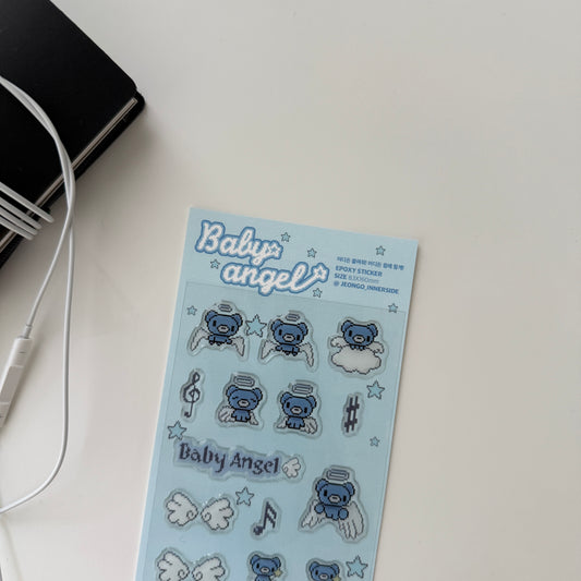 Jeongo Innerside Baby Angel Bear Epoxy Sticker Sheet