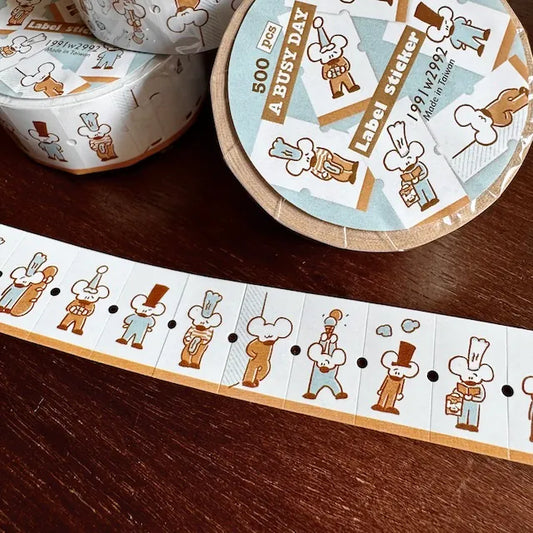 1991w2992 A Busy Day Label Sticker Roll