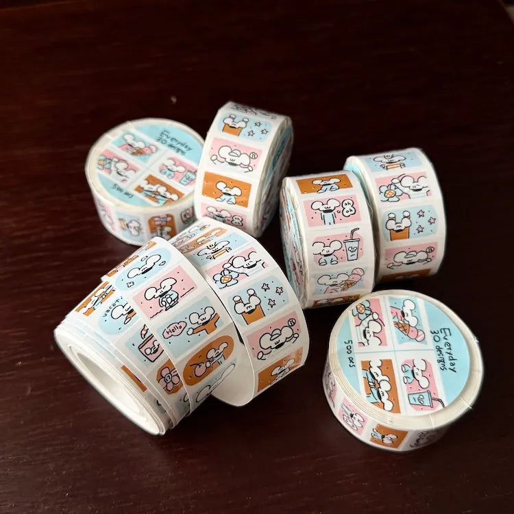 1991w2992 Label Sticker Roll / Cotton Ice Cream