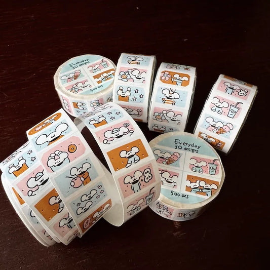 1991w2992 Label Sticker Roll / Cotton Ice Cream