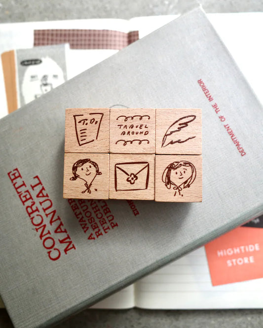 A Kind of Cafe Girls' Traveling Journal Stamp Set