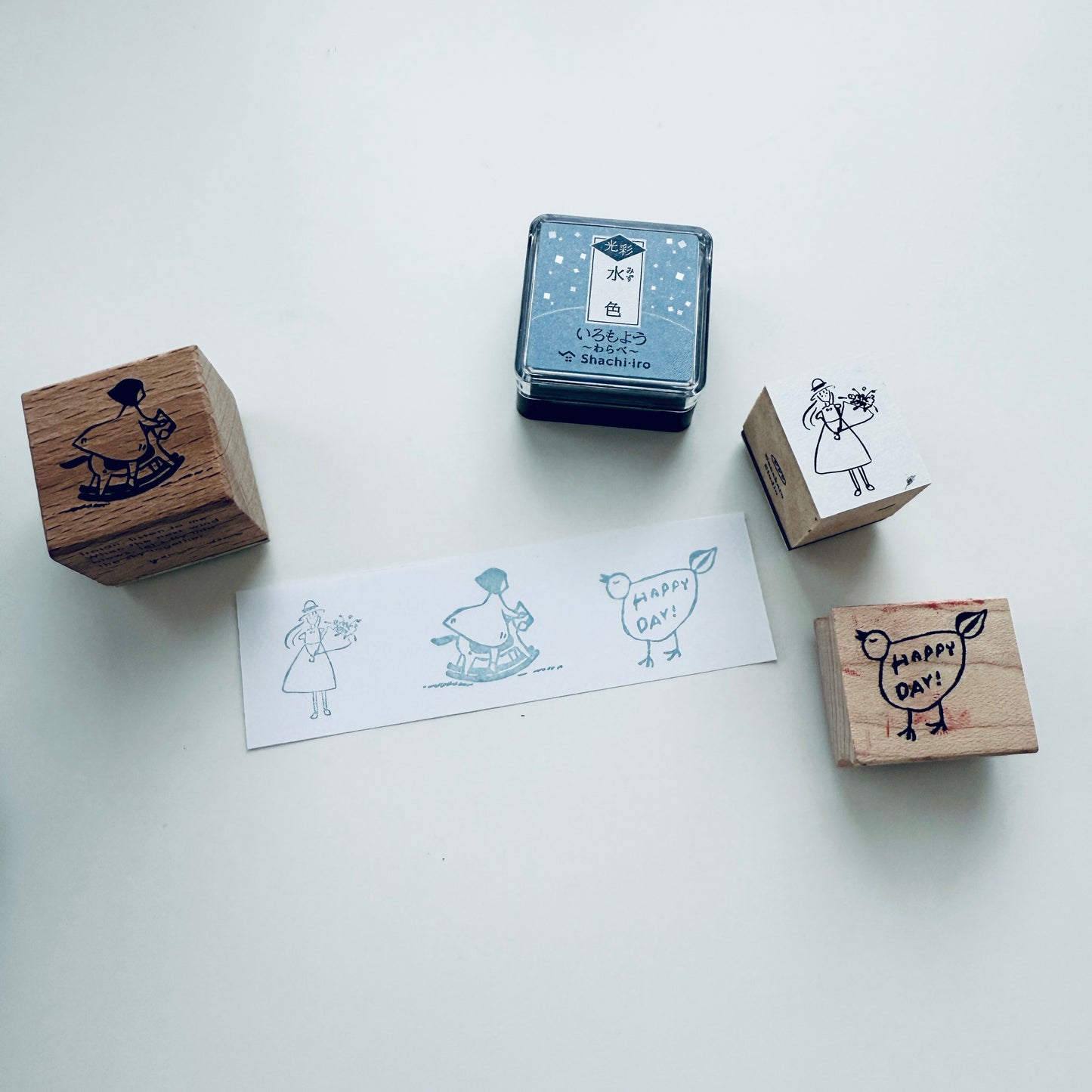 Shachihata KOSAI Mini Cube Ink Pad / 3 Colors