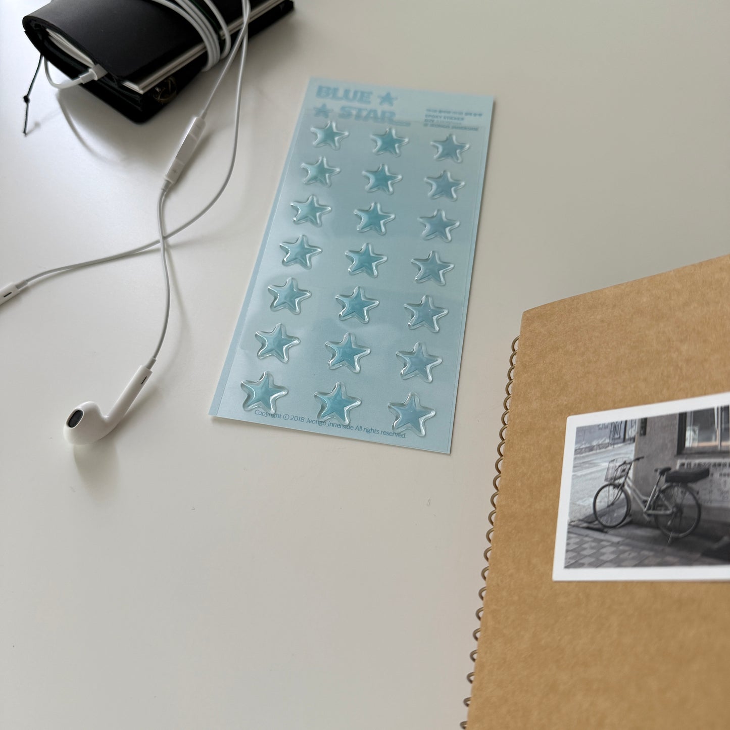 Jeongo Innerside Twinkle Blue Star Epoxy Sticker Sheet