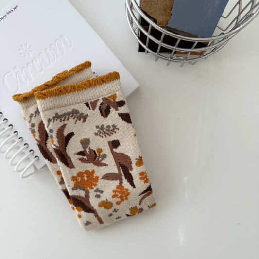 A kind of cafe Women Joyful Socks / Mustard