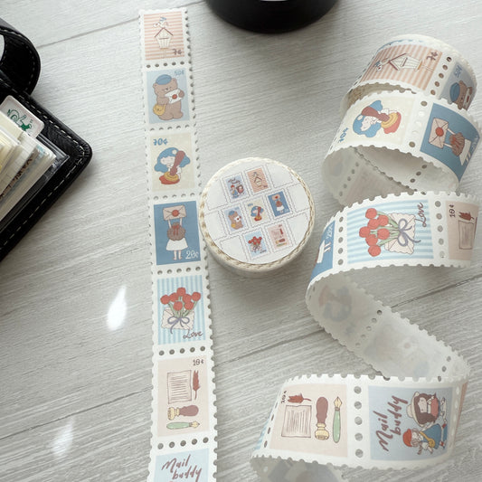 Sho Littlehappiness Mail Buddy Postal Stamp Washi Sticker Roll