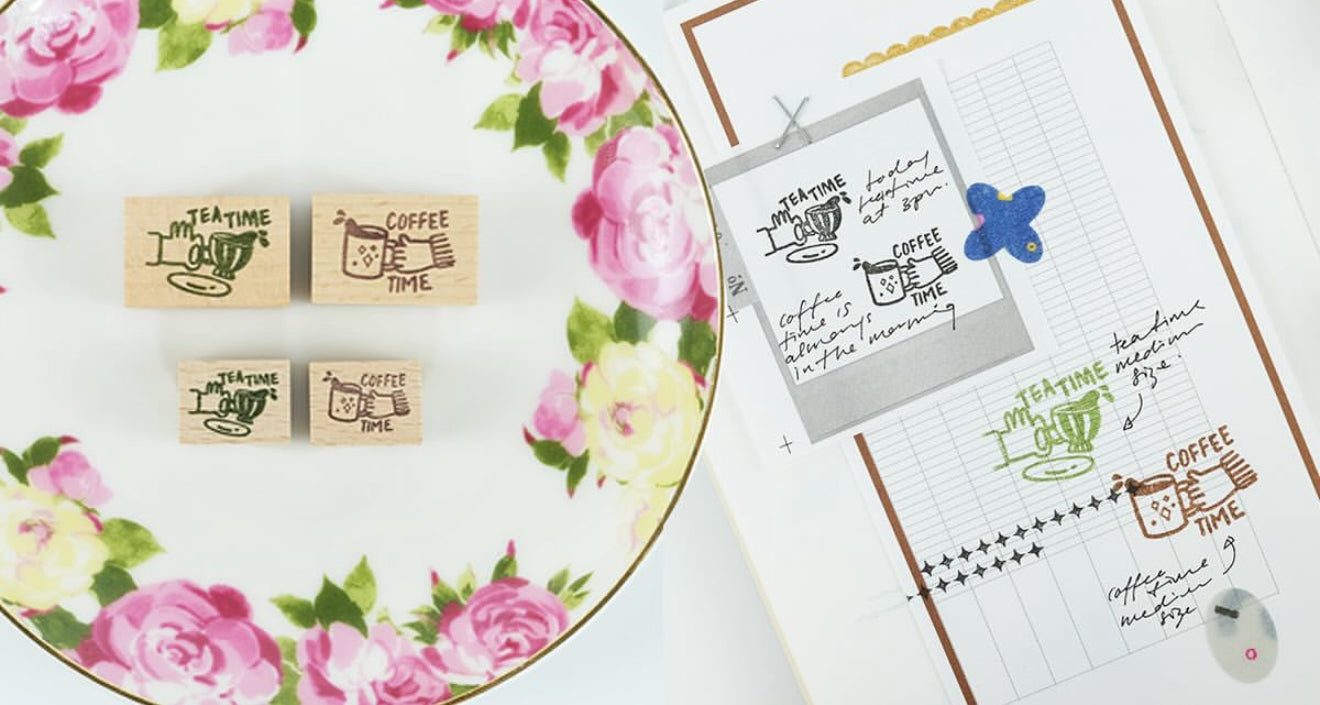 Kurukynki Tea & Coffee Time Rubber Stamps / 2 Designs