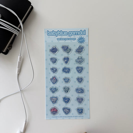 Jeongo Innerside Soft Blue Bear Epoxy Sticker Sheet