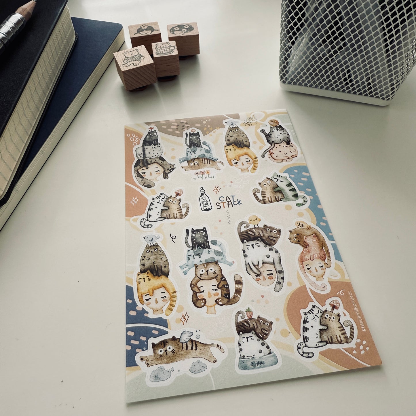 Black Milk Project Cat Stack Sticker