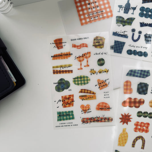 A Kind of Café Play With Plaid Transfer Sticker Set