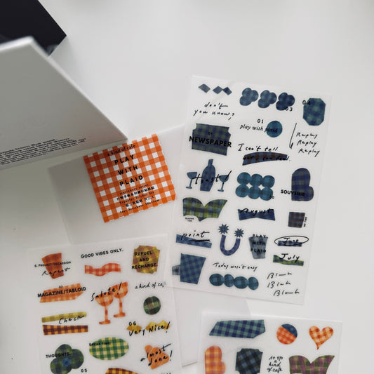A Kind of Café Play With Plaid Transfer Sticker Set