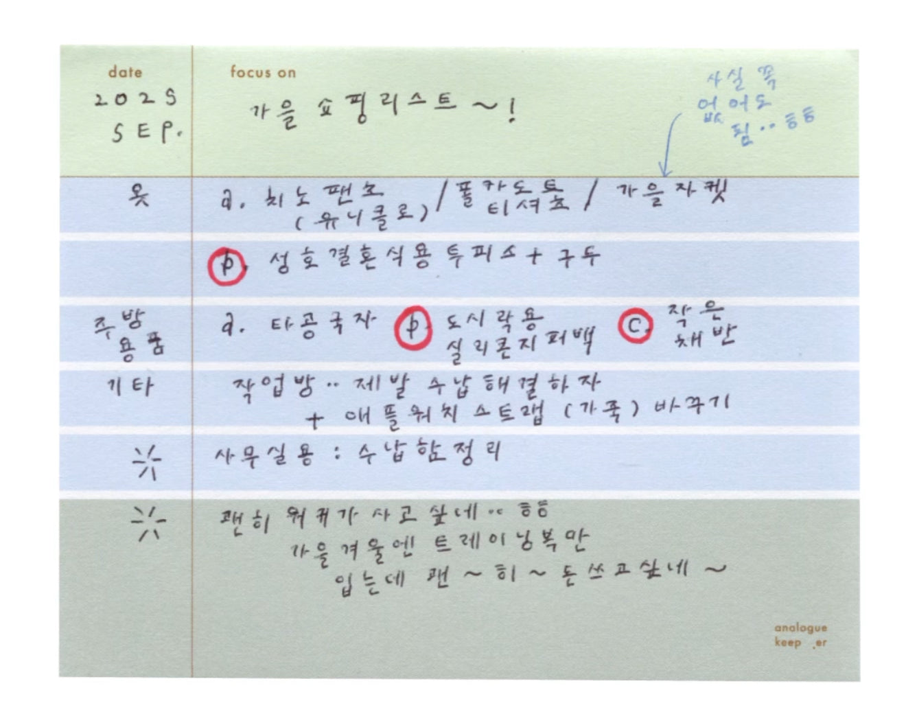 Analogue Keeper 2025 NEW Free Memo / 3 Sizes