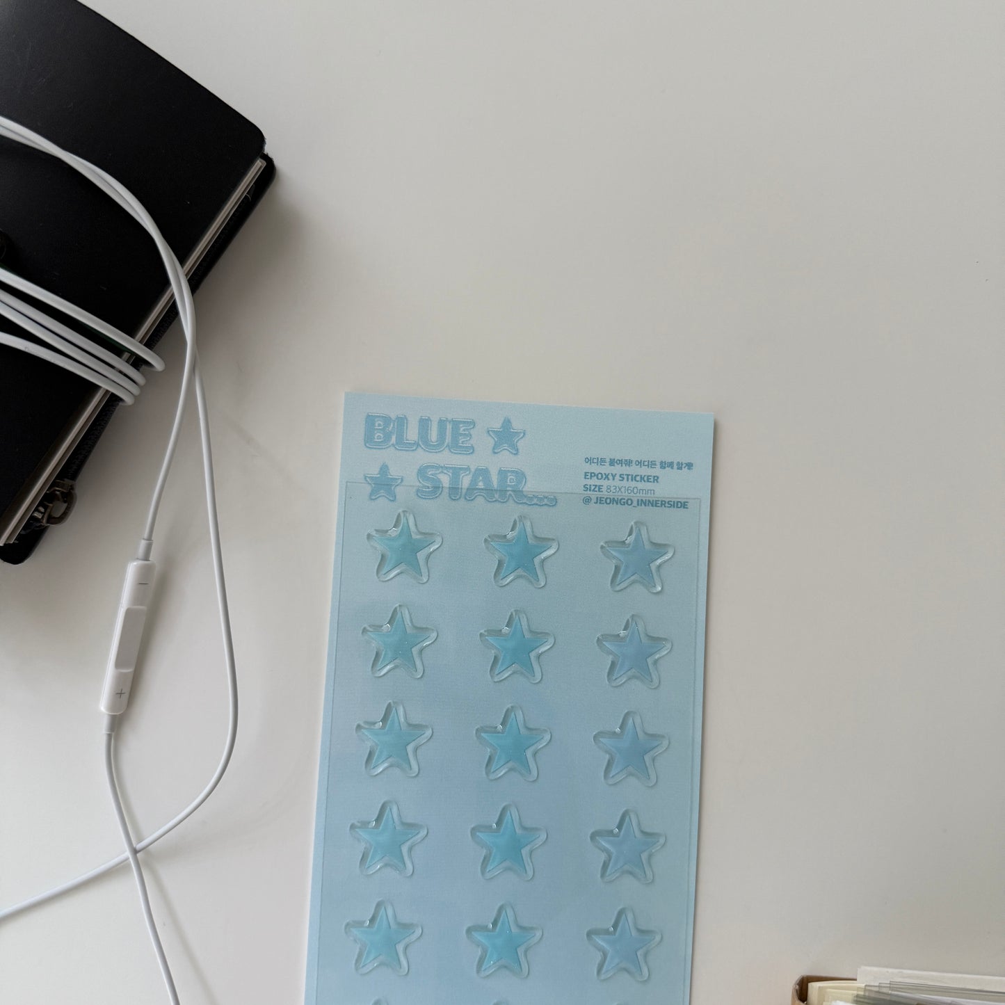 Jeongo Innerside Twinkle Blue Star Epoxy Sticker Sheet