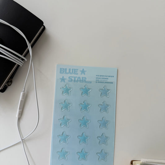 Jeongo Innerside Twinkle Blue Star Epoxy Sticker Sheet