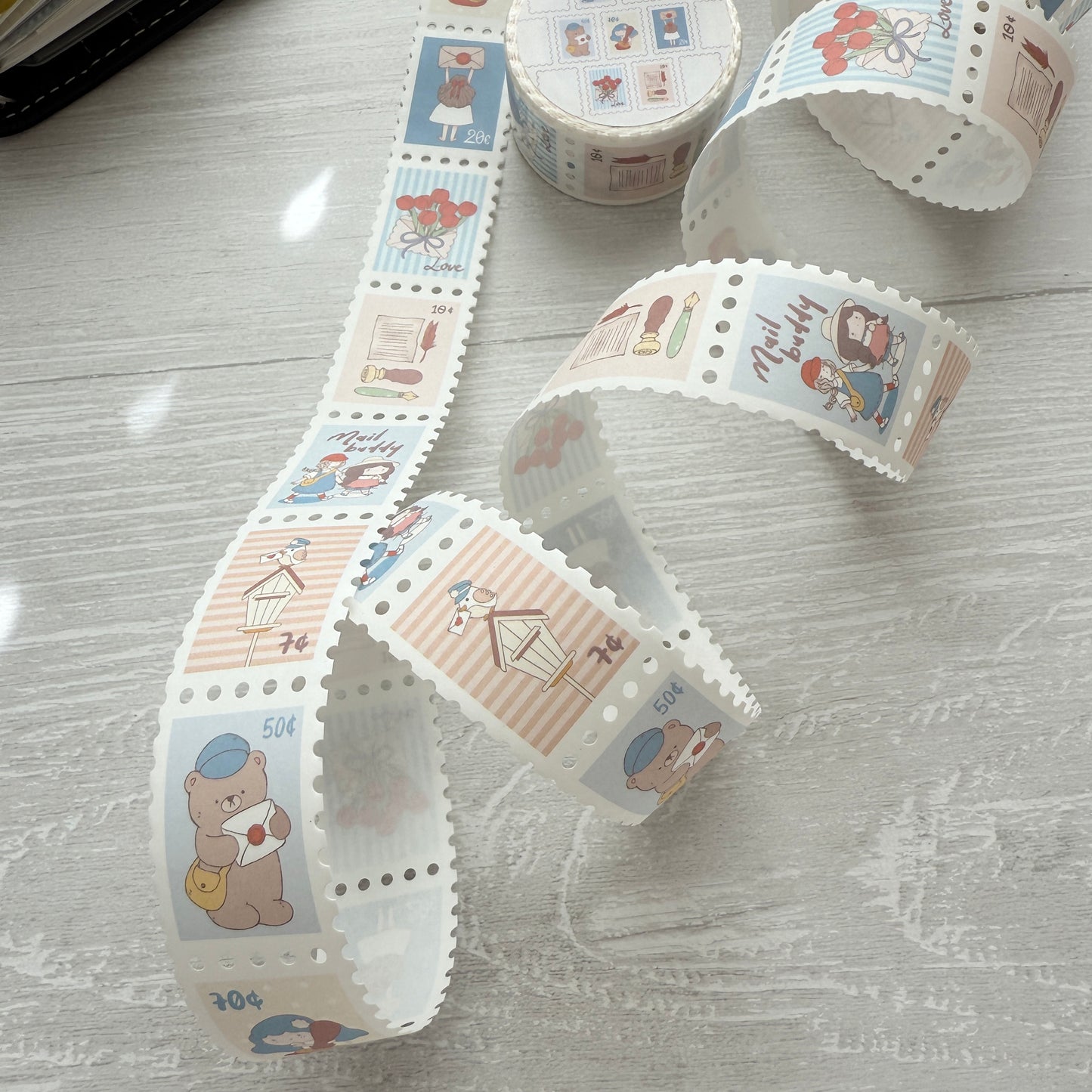 Sho Littlehappiness Mail Buddy Postal Stamp Washi Sticker Roll