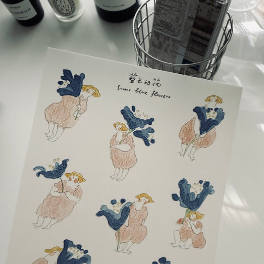 Dodolulu Some Blue Flowers Washi Sticker Sheet