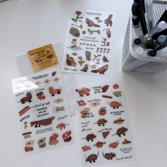 A Kind of Cafe Friends on My Balcony Transfer Sticker Pack