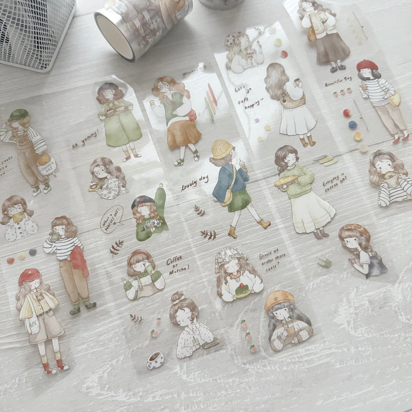 Sho Littlehappiness Let's go Café Hopping Kiss-cut Sticker Roll