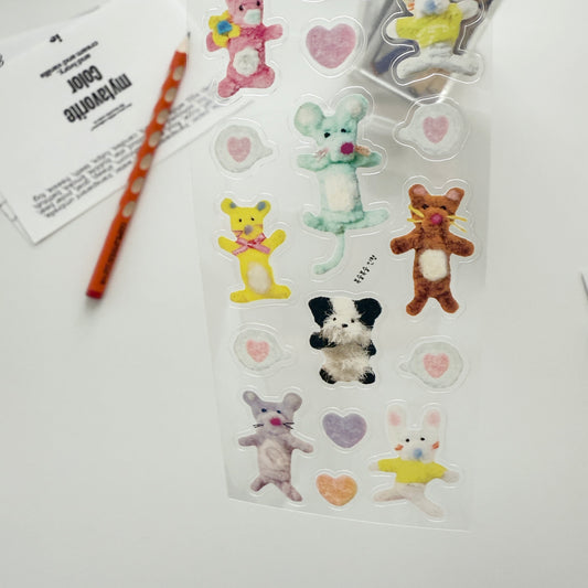 Sosomroom Fluffy Doll Transparent Sticker