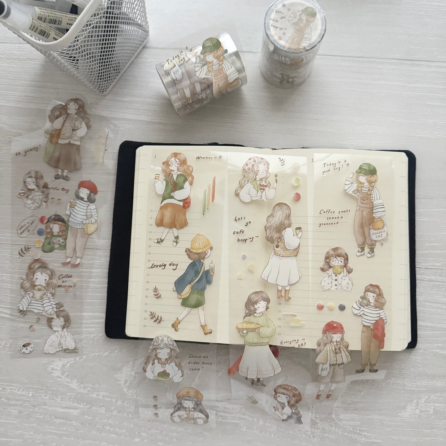 Sho Littlehappiness Let's go Café Hopping Kiss-cut Sticker Roll