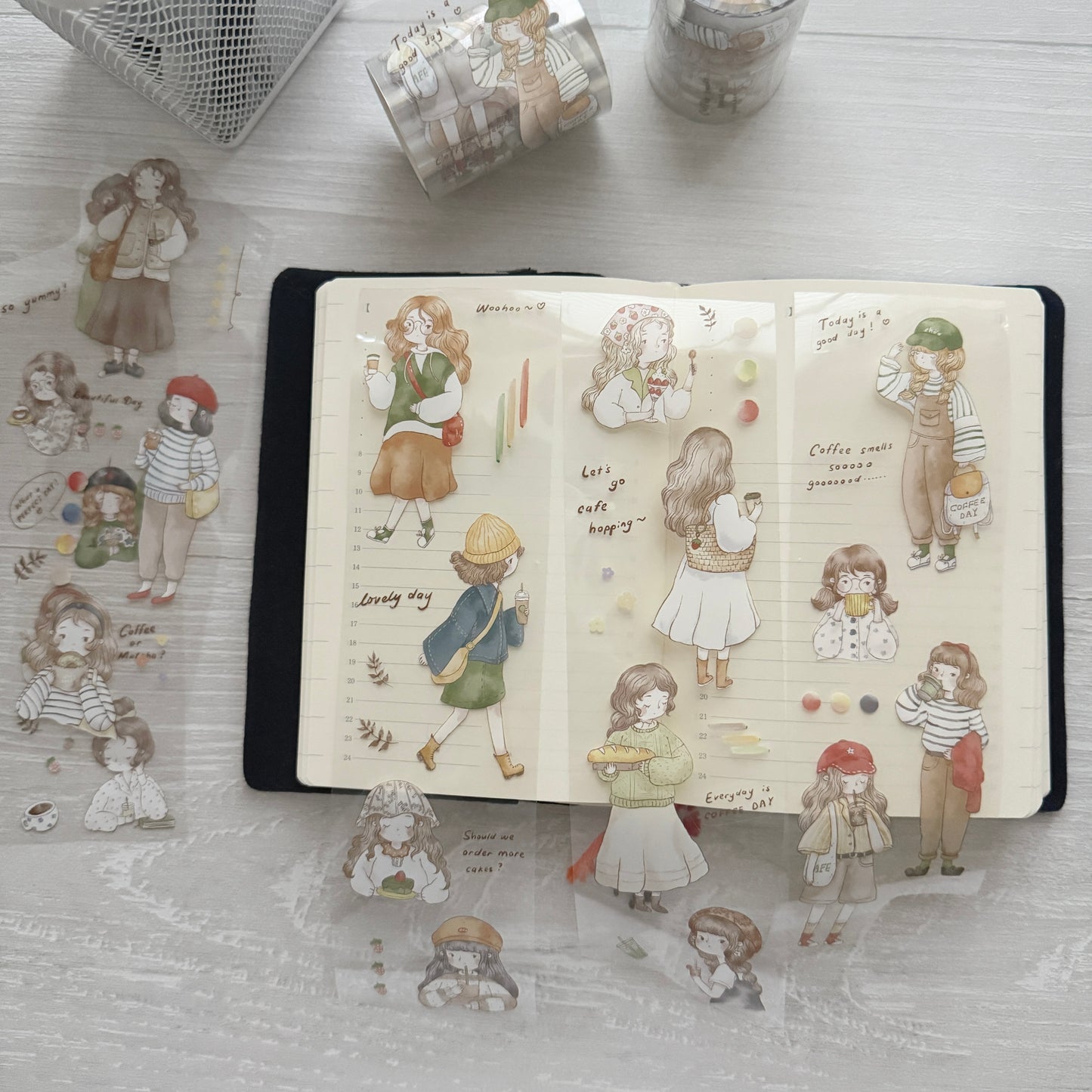 Sho Littlehappiness Let's go Café Hopping Kiss-cut Sticker Roll