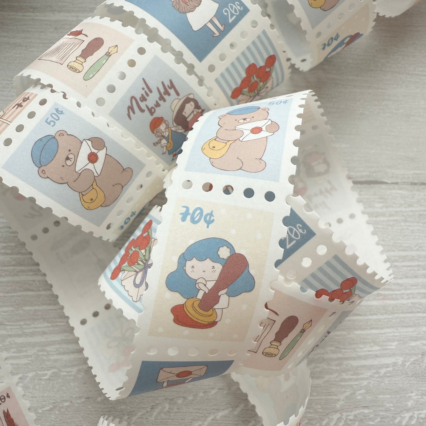 Sho Littlehappiness Mail Buddy Postal Stamp Washi Sticker Roll