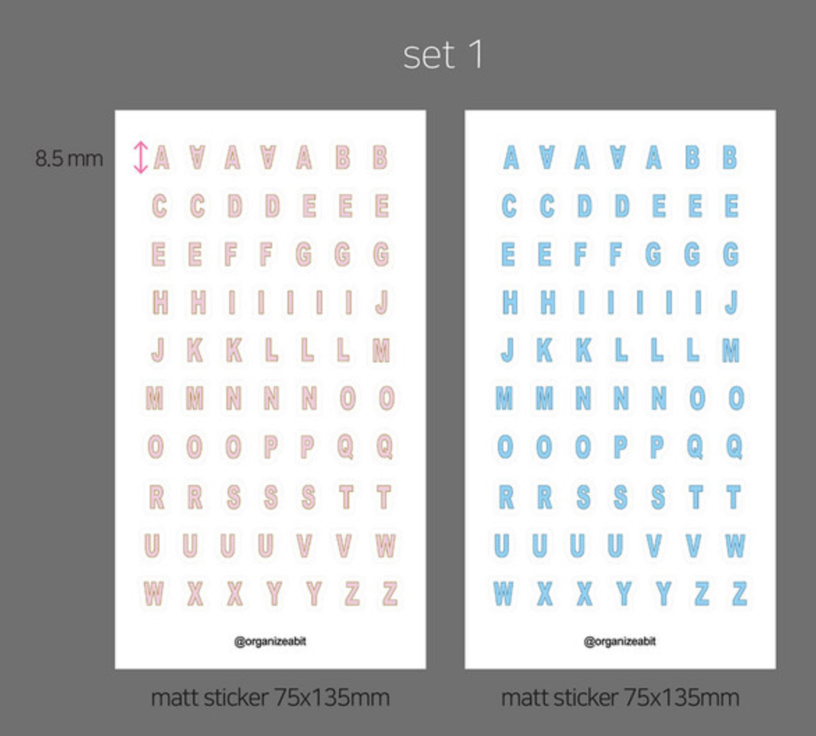 Organize a bit Alphabet Sticker Set / 4 Designs