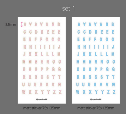 Organize a bit Alphabet Sticker Set / 4 Designs
