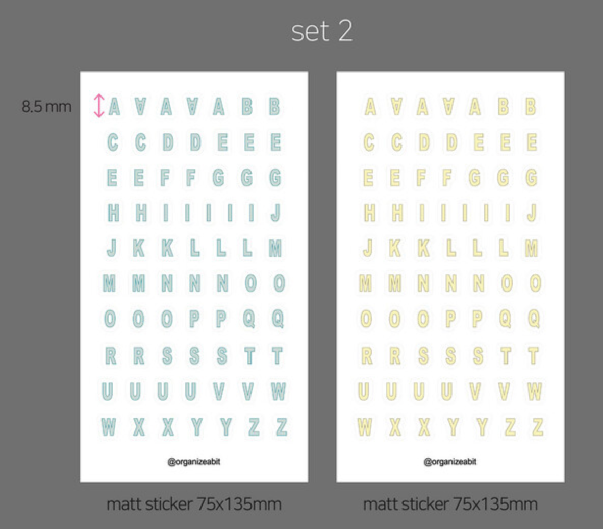 Organize a bit Alphabet Sticker Set / 4 Designs