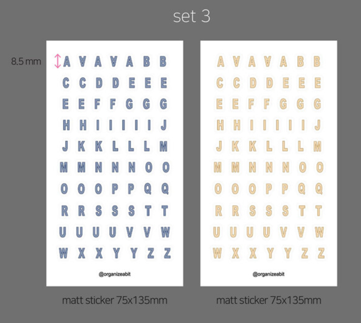 Organize a bit Alphabet Sticker Set / 4 Designs